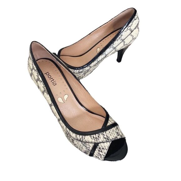 PORTIA Leather Snakeskin Heels Pumps - Picture 7 of 7